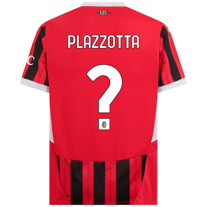 Uomo Maglia Filippo Plazzotta #0 Rosso Nero Kit Gara Home 2024/25 Maglietta