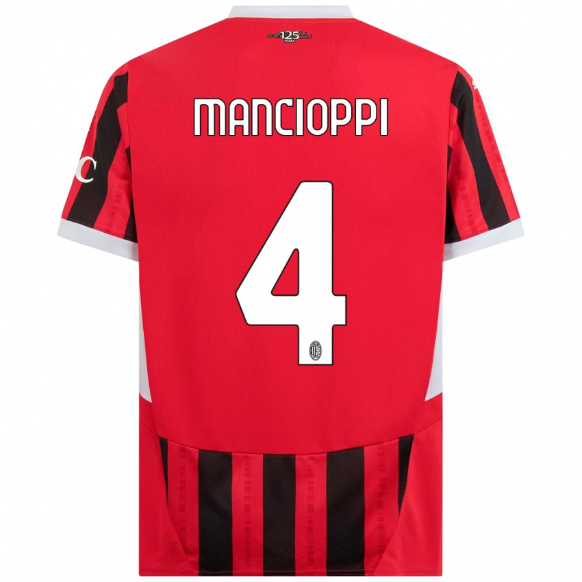 Uomo Maglia Tommaso Mancioppi #4 Rosso Nero Kit Gara Home 2024/25 Maglietta