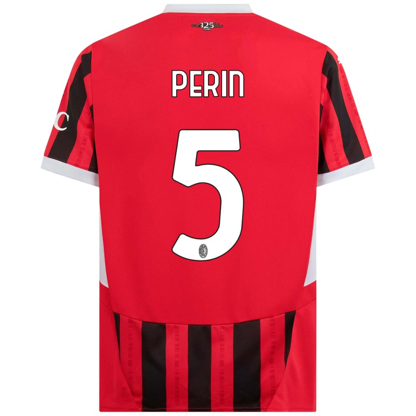 Uomo Maglia Ernesto Perin #5 Rosso Nero Kit Gara Home 2024/25 Maglietta