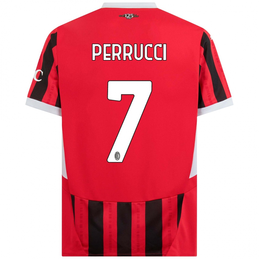 Uomo Maglia Vincenzo Perrucci #7 Rosso Nero Kit Gara Home 2024/25 Maglietta