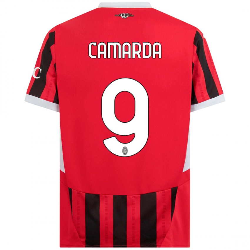 Uomo Maglia Francesco Camarda #9 Rosso Nero Kit Gara Home 2024/25 Maglietta