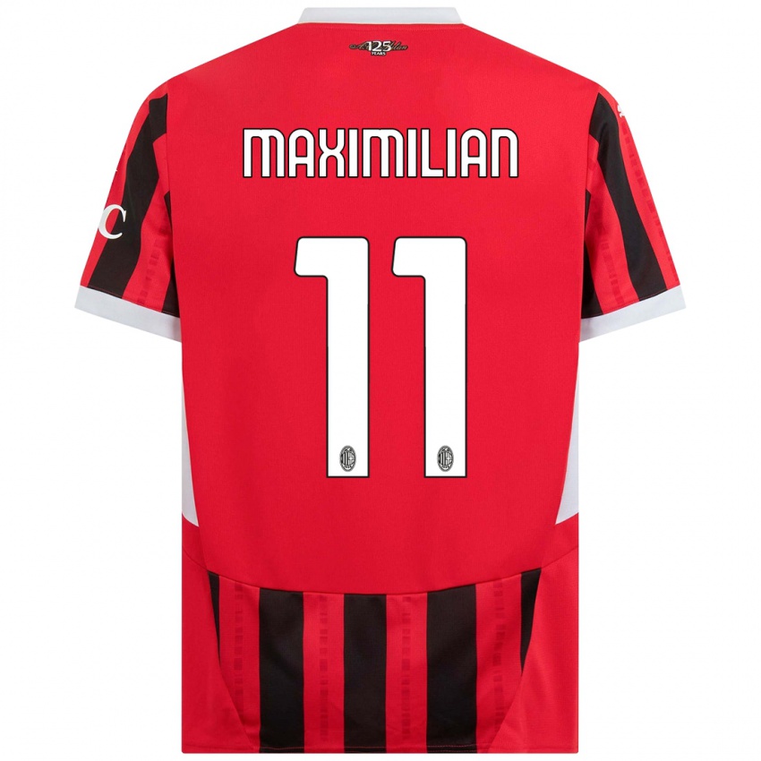 Uomo Maglia Maximilian Ibrahimović #11 Rosso Nero Kit Gara Home 2024/25 Maglietta