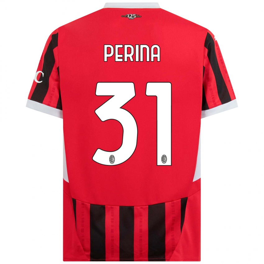 Uomo Maglia Gioele Perina #31 Rosso Nero Kit Gara Home 2024/25 Maglietta