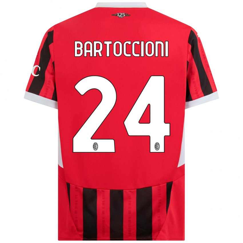 Uomo Maglia Andrea Bartoccioni #24 Rosso Nero Kit Gara Home 2024/25 Maglietta