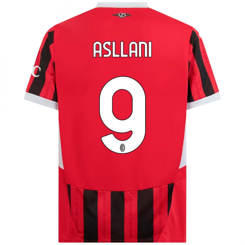 Uomo Maglia Kosovare Asllani #9 Rosso Nero Kit Gara Home 2024/25 Maglietta