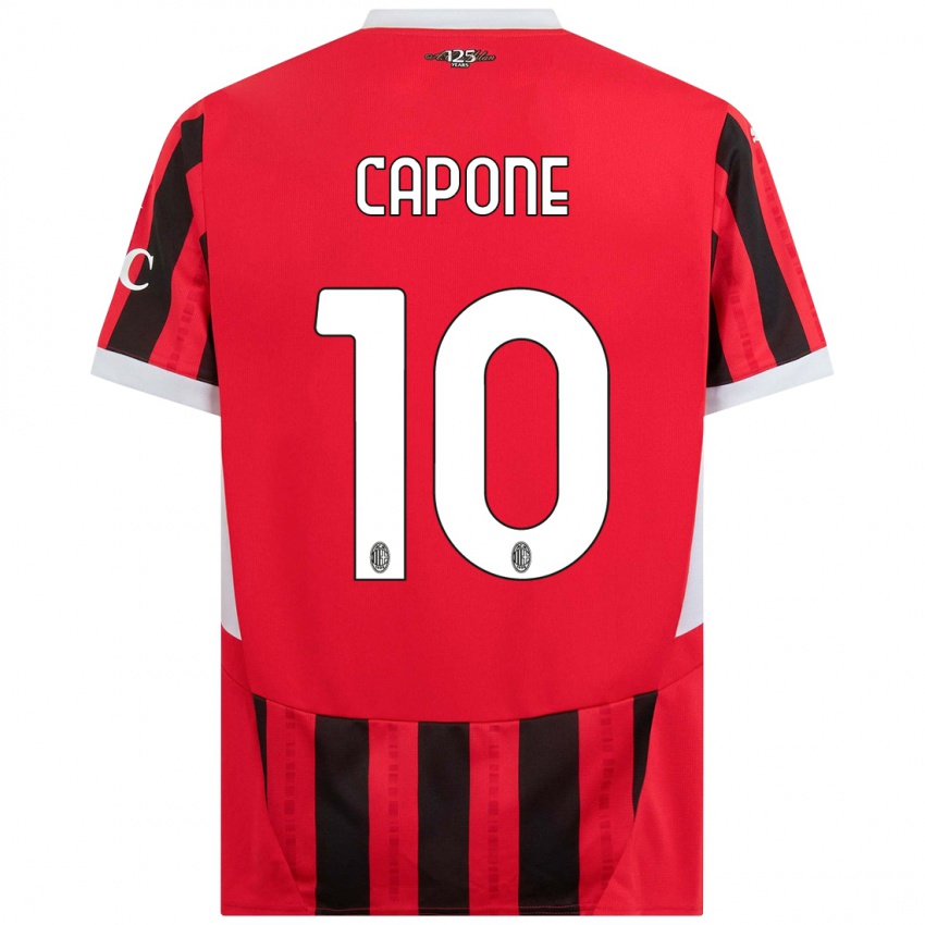 Uomo Maglia Andrea Capone #10 Rosso Nero Kit Gara Home 2024/25 Maglietta