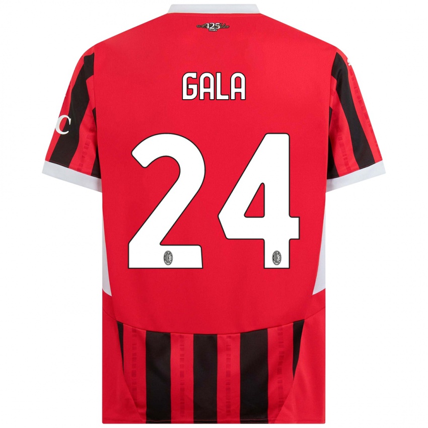 Uomo Maglia Antonio Gala #24 Rosso Nero Kit Gara Home 2024/25 Maglietta