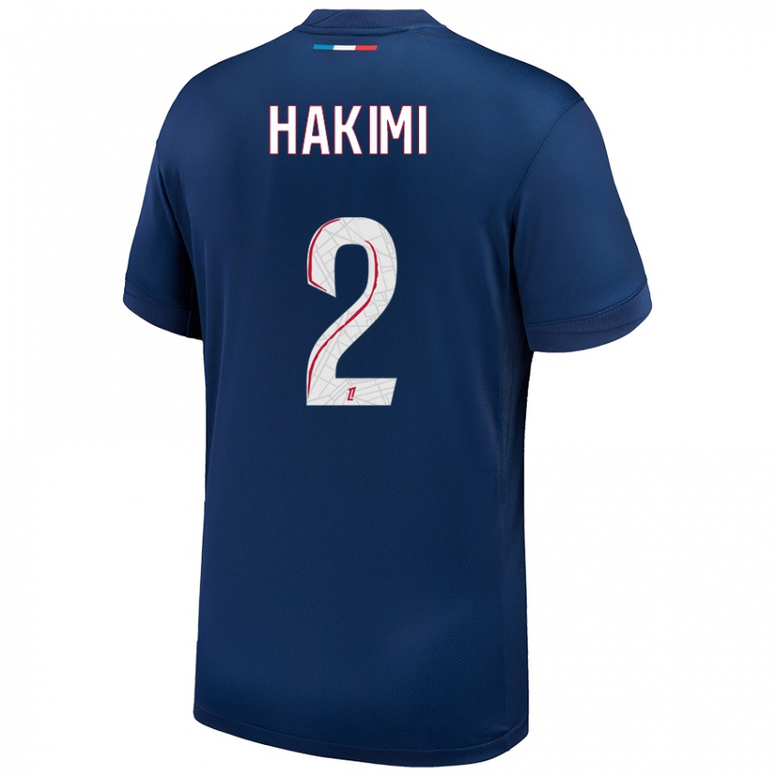 Uomo Maglia Achraf Hakimi #2 Blu Navy Bianco Kit Gara Home 2024/25 Maglietta