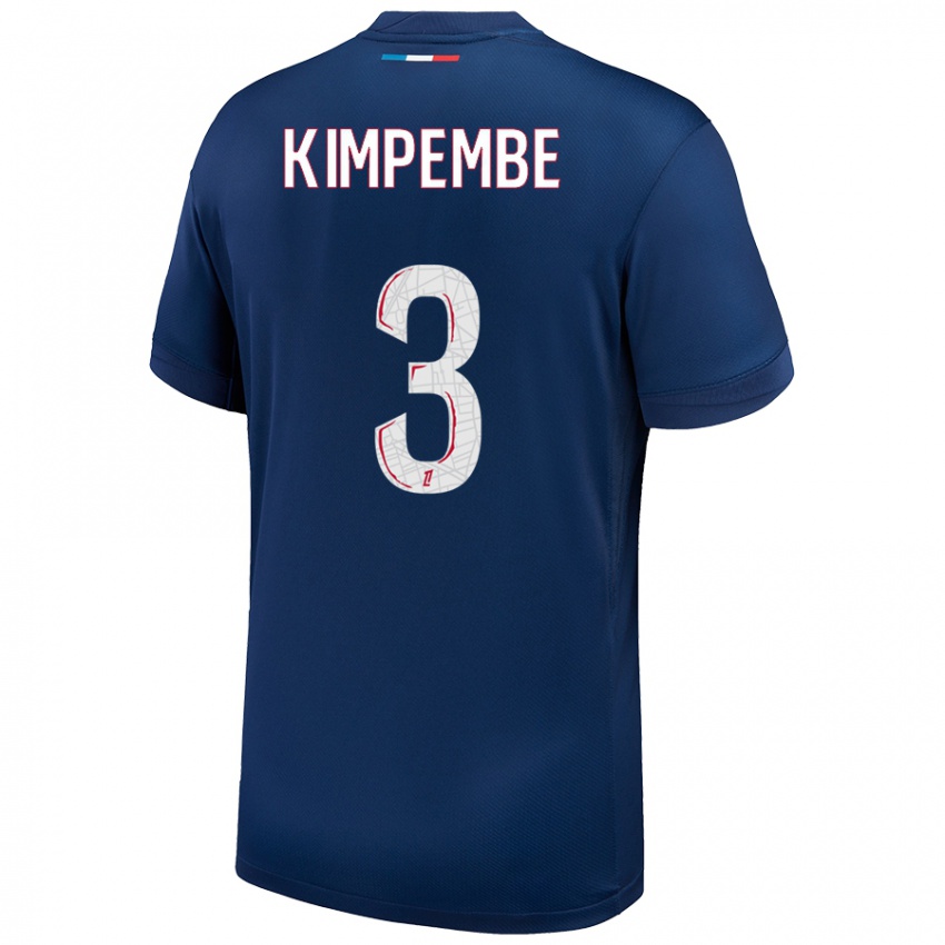 Uomo Maglia Presnel Kimpembe #3 Blu Navy Bianco Kit Gara Home 2024/25 Maglietta