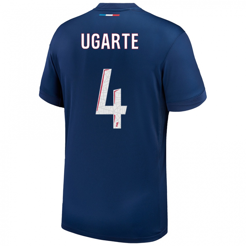 Uomo Maglia Manuel Ugarte #4 Blu Navy Bianco Kit Gara Home 2024/25 Maglietta