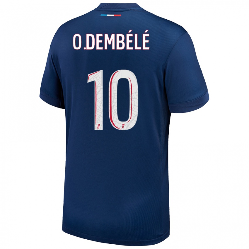 Uomo Maglia Ousmane Dembele #10 Blu Navy Bianco Kit Gara Home 2024/25 Maglietta