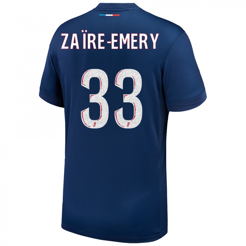 Uomo Maglia Warren Zaire Emery #33 Blu Navy Bianco Kit Gara Home 2024/25 Maglietta