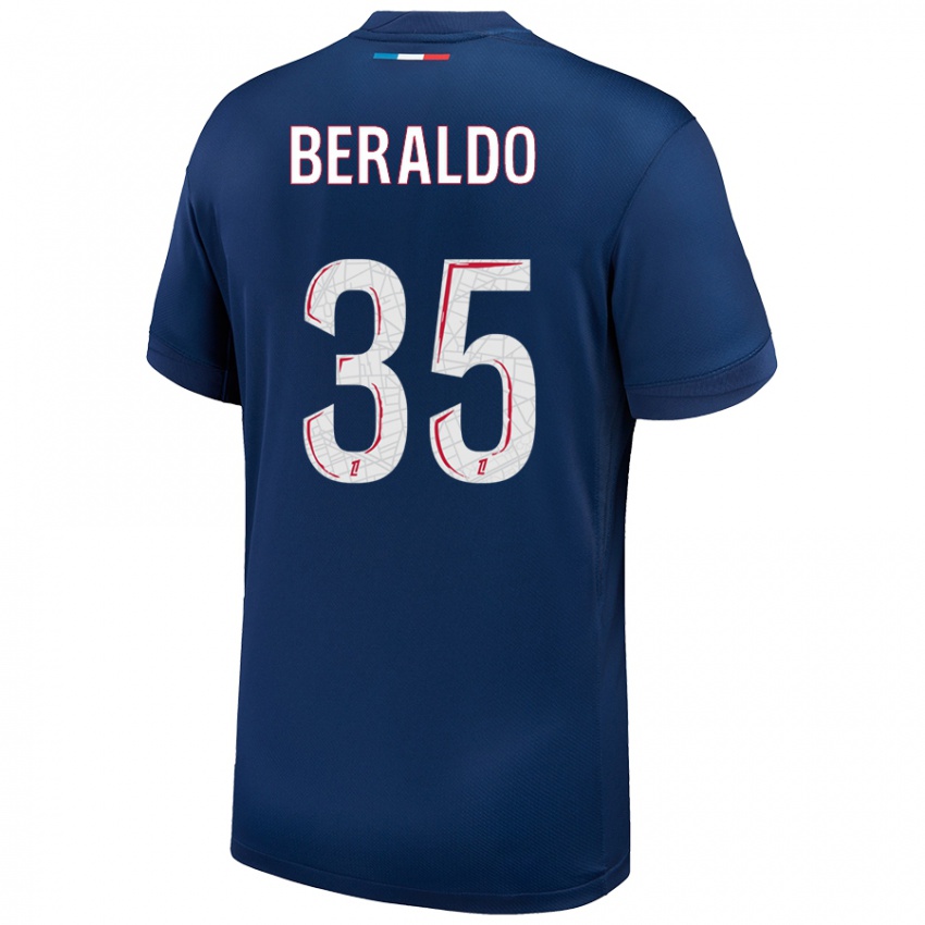 Uomo Maglia Lucas Beraldo #35 Blu Navy Bianco Kit Gara Home 2024/25 Maglietta