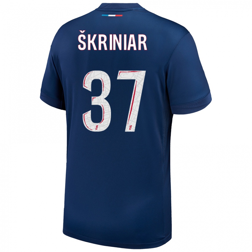 Uomo Maglia Milan Skriniar #37 Blu Navy Bianco Kit Gara Home 2024/25 Maglietta