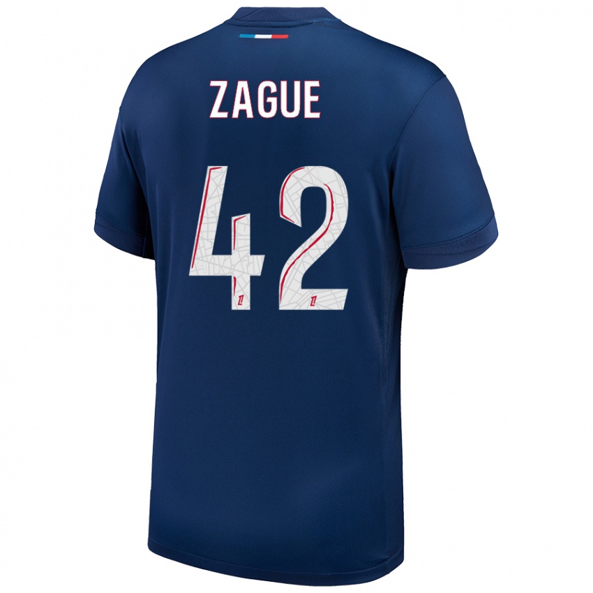 Uomo Maglia Yoram Zague #42 Blu Navy Bianco Kit Gara Home 2024/25 Maglietta