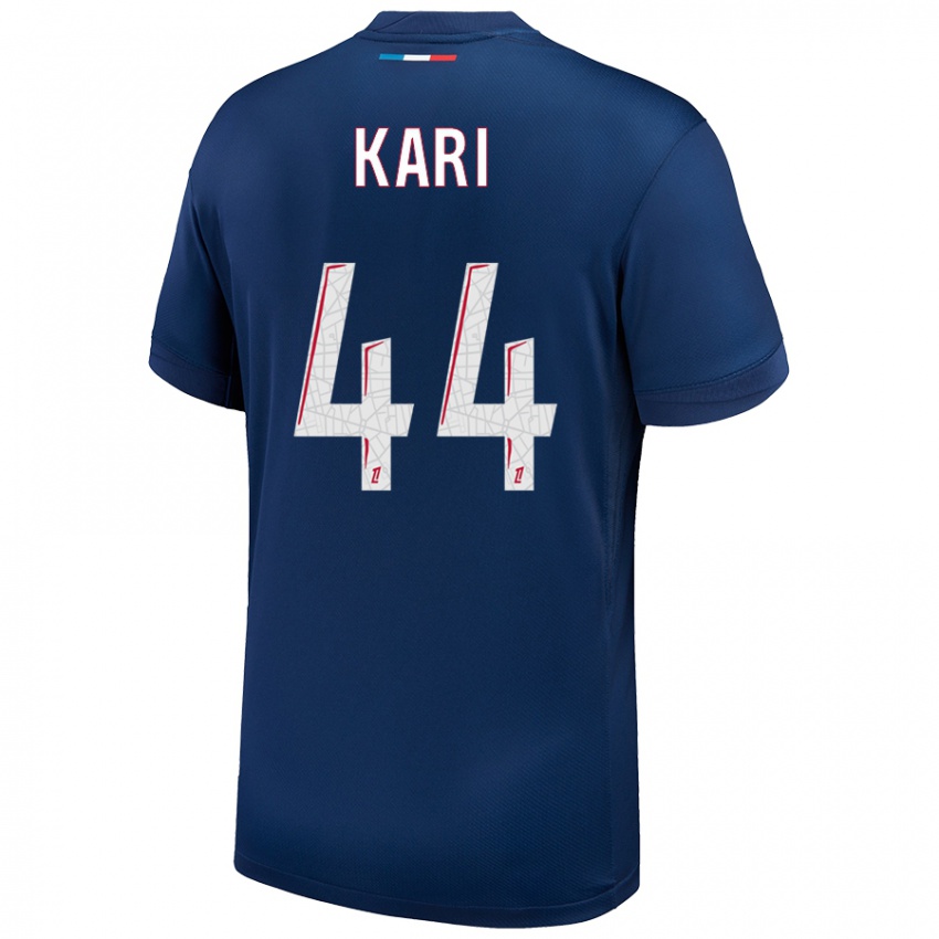 Uomo Maglia Ayman Kari #44 Blu Navy Bianco Kit Gara Home 2024/25 Maglietta