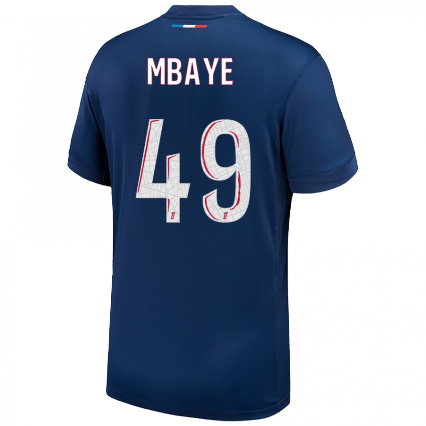 Uomo Maglia Ibrahim Mbaye #49 Blu Navy Bianco Kit Gara Home 2024/25 Maglietta