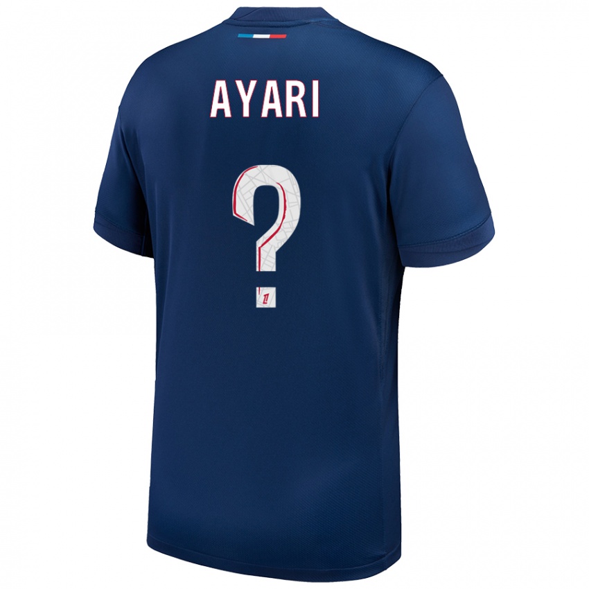 Uomo Maglia Adam Ayari #0 Blu Navy Bianco Kit Gara Home 2024/25 Maglietta