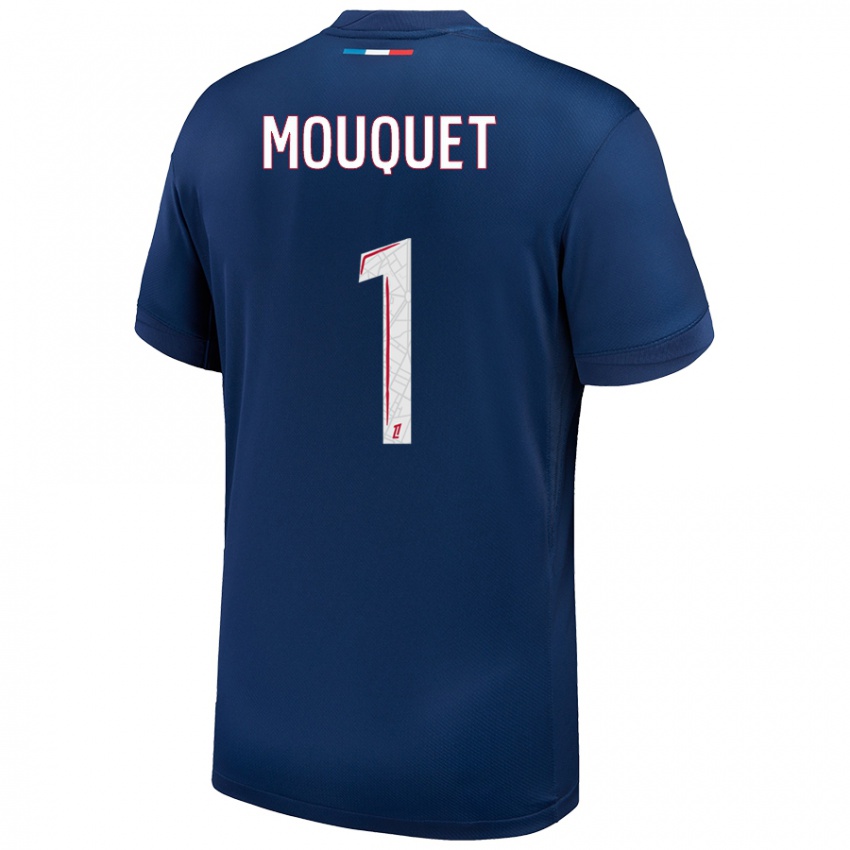 Uomo Maglia Louis Mouquet #1 Blu Navy Bianco Kit Gara Home 2024/25 Maglietta