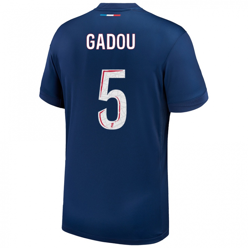 Uomo Maglia Joane Gadou #5 Blu Navy Bianco Kit Gara Home 2024/25 Maglietta