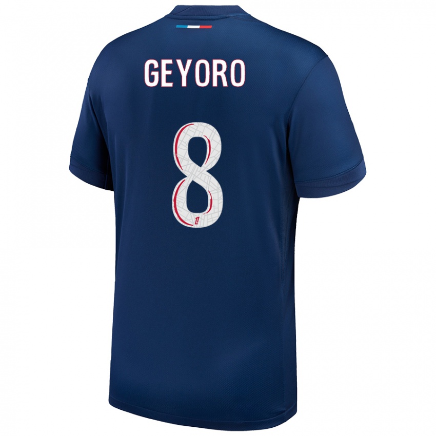 Uomo Maglia Grace Geyoro #8 Blu Navy Bianco Kit Gara Home 2024/25 Maglietta