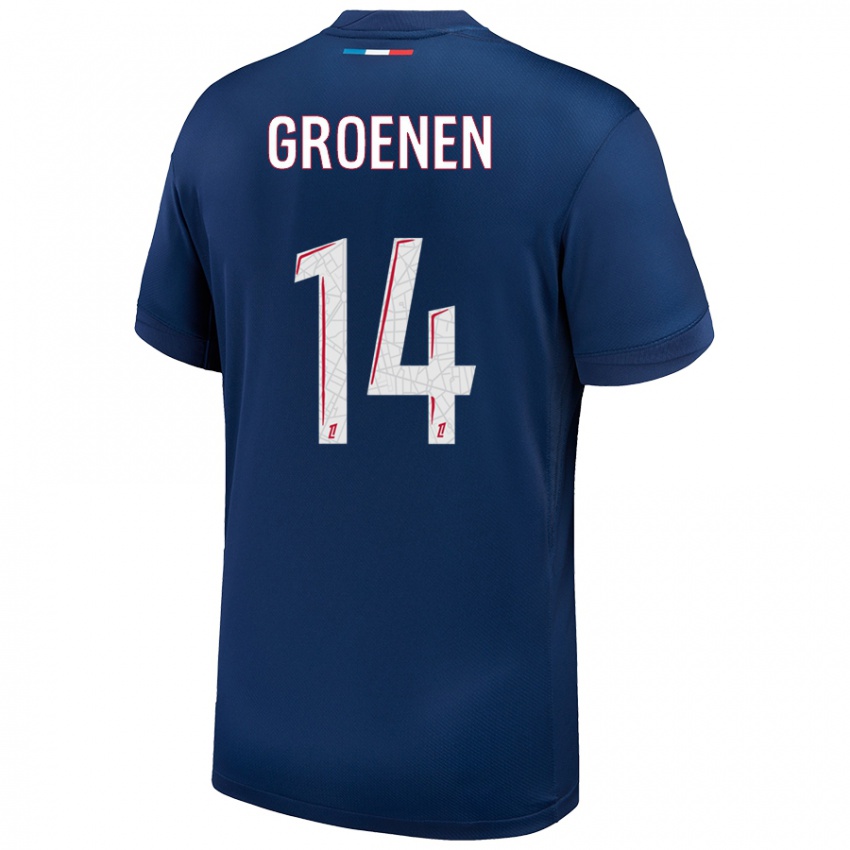 Uomo Maglia Jackie Groenen #14 Blu Navy Bianco Kit Gara Home 2024/25 Maglietta