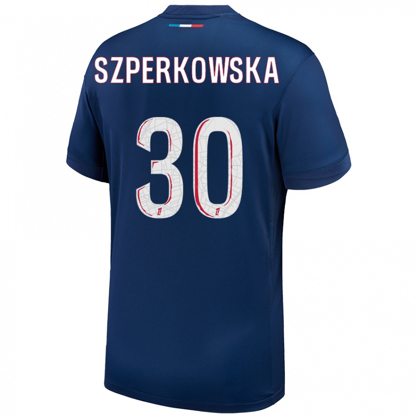 Uomo Maglia Oliwia Szperkowska #30 Blu Navy Bianco Kit Gara Home 2024/25 Maglietta