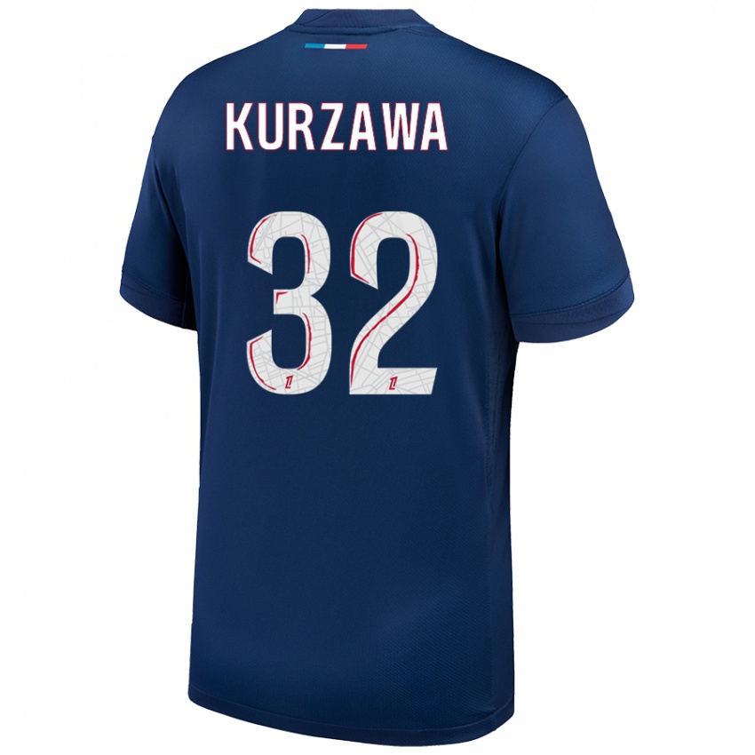 Uomo Maglia Layvin Kurzawa #32 Blu Navy Bianco Kit Gara Home 2024/25 Maglietta