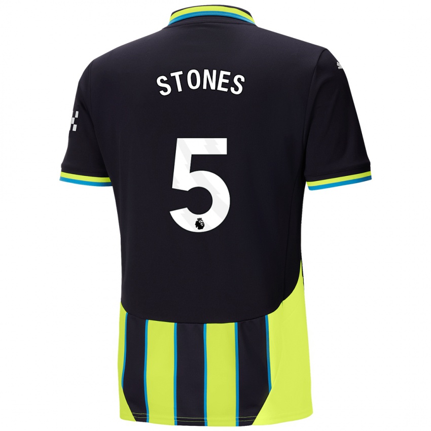 Uomo Maglia John Stones #5 Blu Giallo Kit Gara Away 2024/25 Maglietta