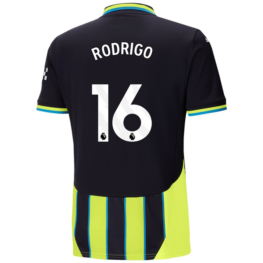 Uomo Maglia Rodrigo Hernandez #16 Blu Giallo Kit Gara Away 2024/25 Maglietta