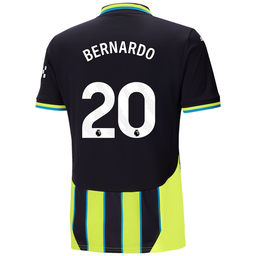 Uomo Maglia Bernardo Silva #20 Blu Giallo Kit Gara Away 2024/25 Maglietta