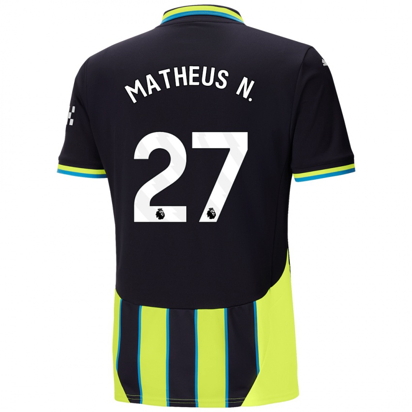 Uomo Maglia Matheus Nunes #27 Blu Giallo Kit Gara Away 2024/25 Maglietta