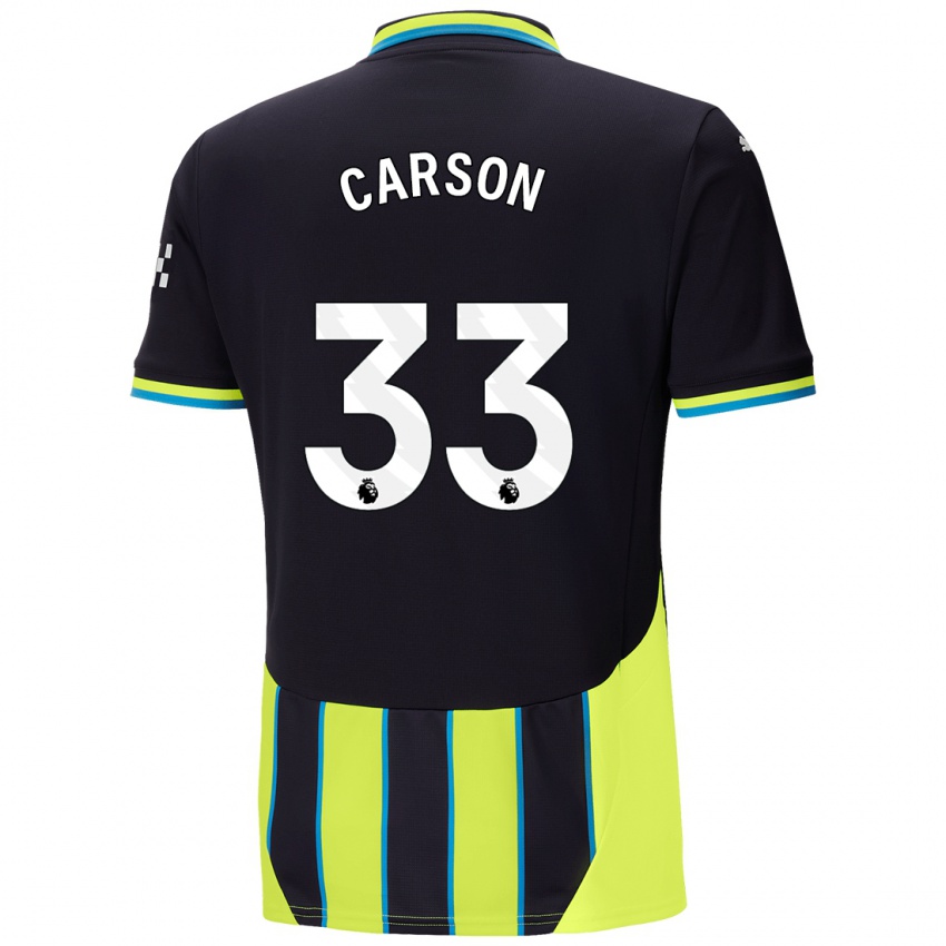 Uomo Maglia Scott Carson #33 Blu Giallo Kit Gara Away 2024/25 Maglietta