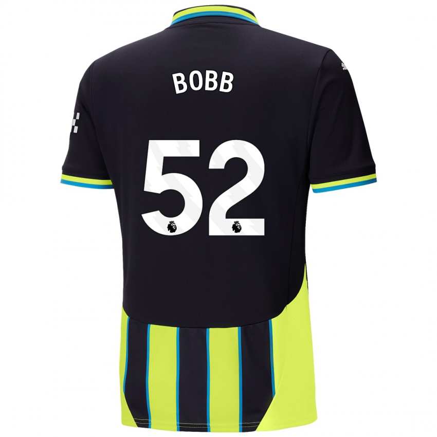 Uomo Maglia Oscar Bobb #52 Blu Giallo Kit Gara Away 2024/25 Maglietta