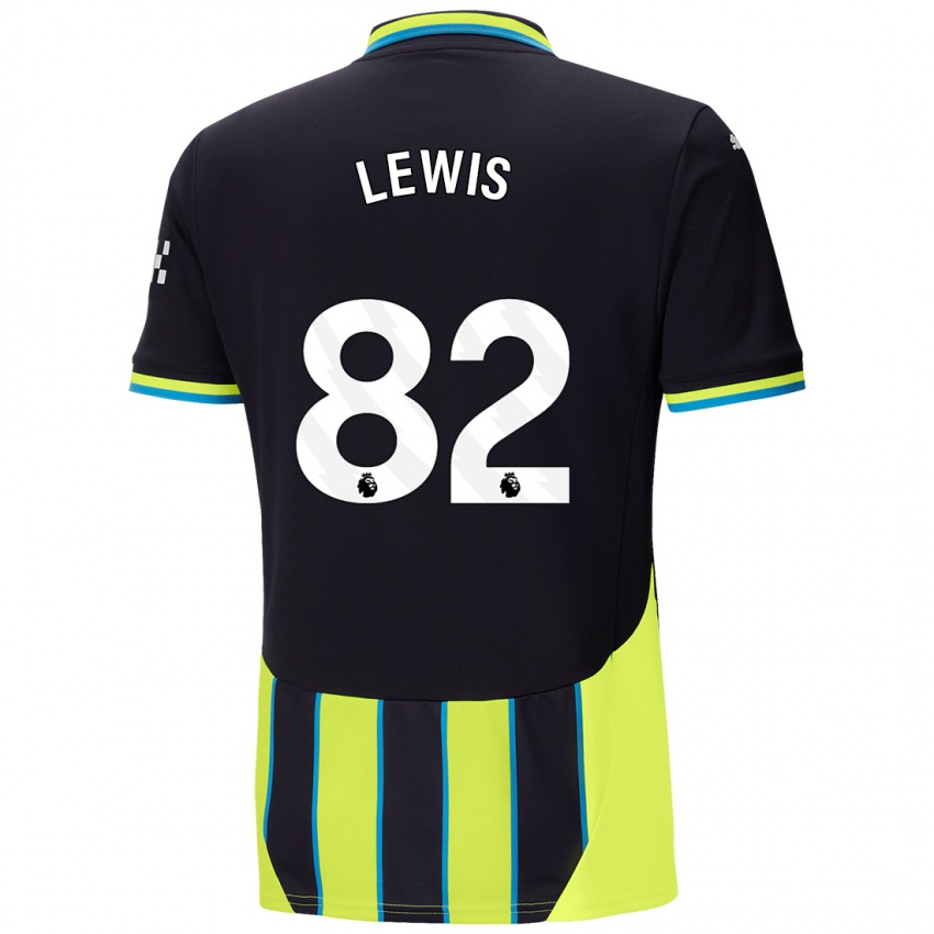 Uomo Maglia Rico Lewis #82 Blu Giallo Kit Gara Away 2024/25 Maglietta