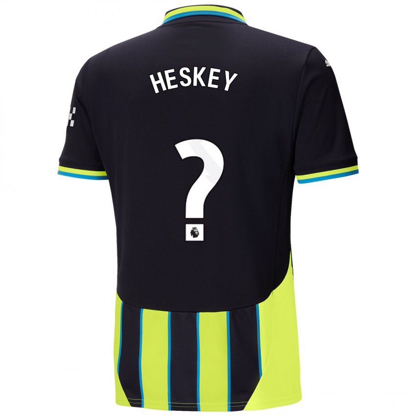 Uomo Maglia Reigan Heskey #0 Blu Giallo Kit Gara Away 2024/25 Maglietta