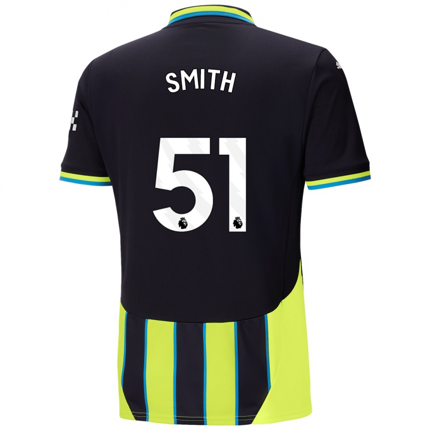 Uomo Maglia Isaac Smith #51 Blu Giallo Kit Gara Away 2024/25 Maglietta