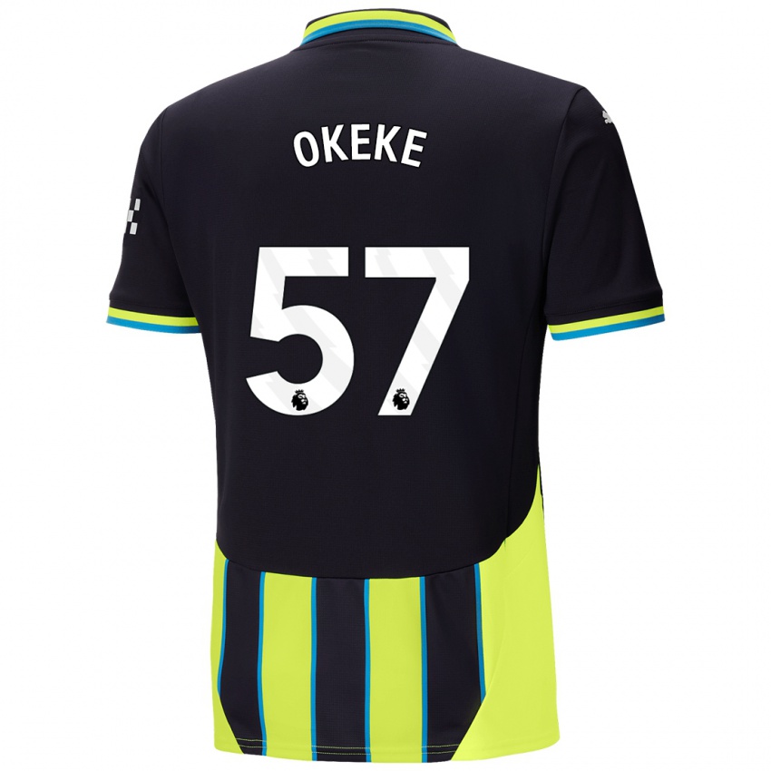 Uomo Maglia Michael Okeke #57 Blu Giallo Kit Gara Away 2024/25 Maglietta