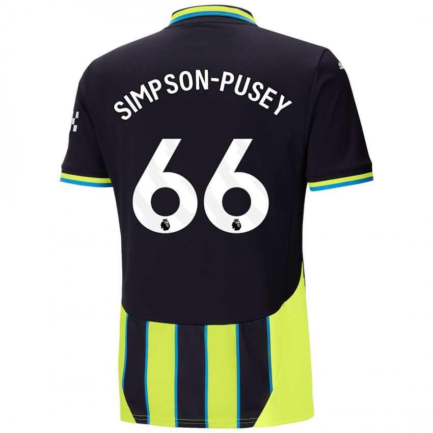 Uomo Maglia Jahmai Simpson-Pusey #66 Blu Giallo Kit Gara Away 2024/25 Maglietta