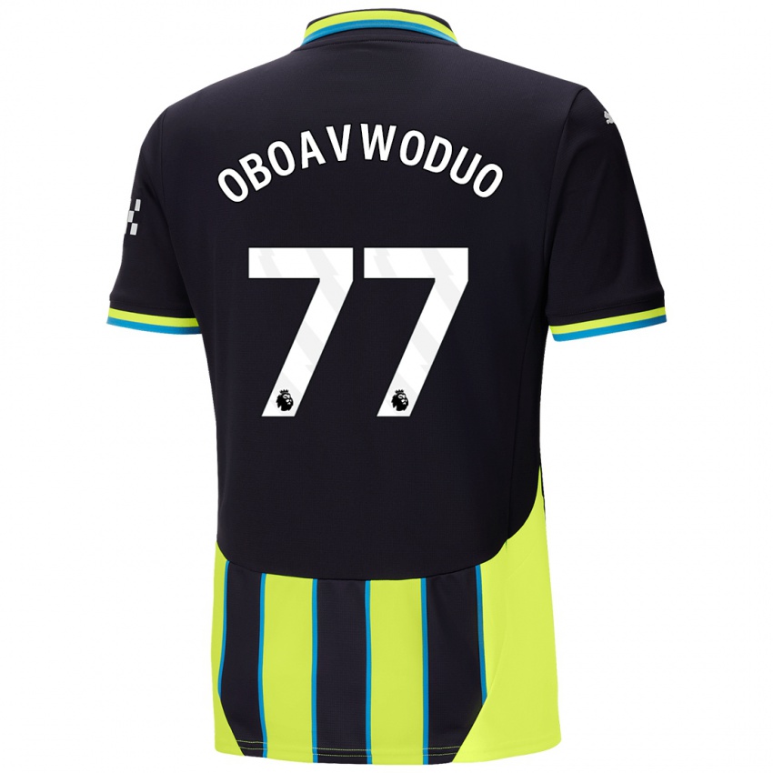 Uomo Maglia Justin Oboavwoduo #77 Blu Giallo Kit Gara Away 2024/25 Maglietta