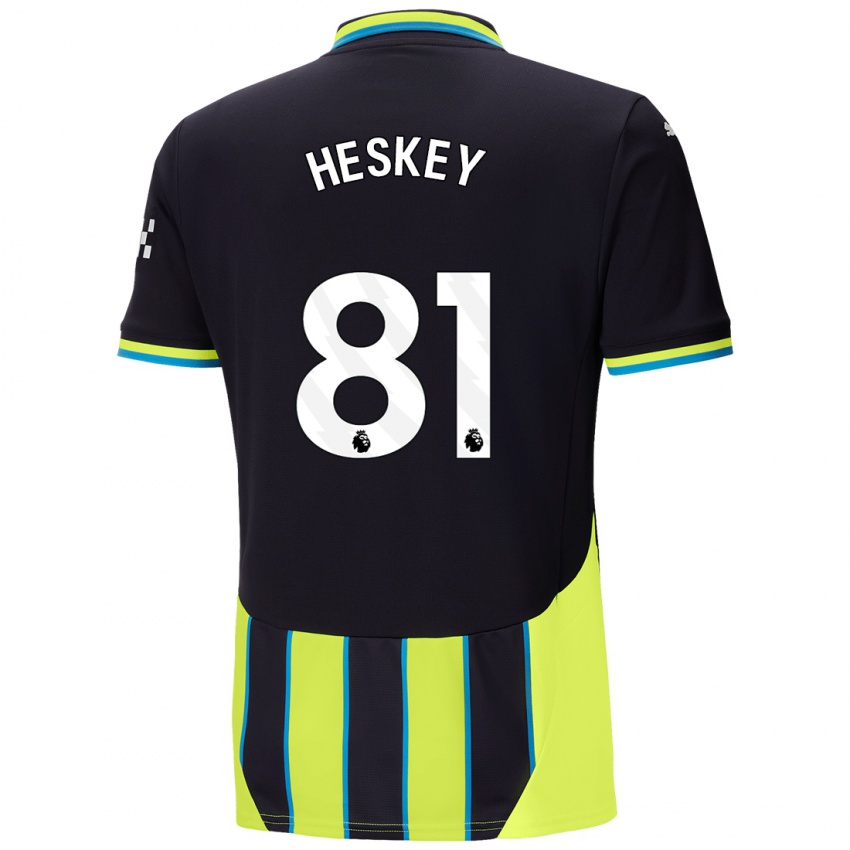 Uomo Maglia Jaden Heskey #81 Blu Giallo Kit Gara Away 2024/25 Maglietta