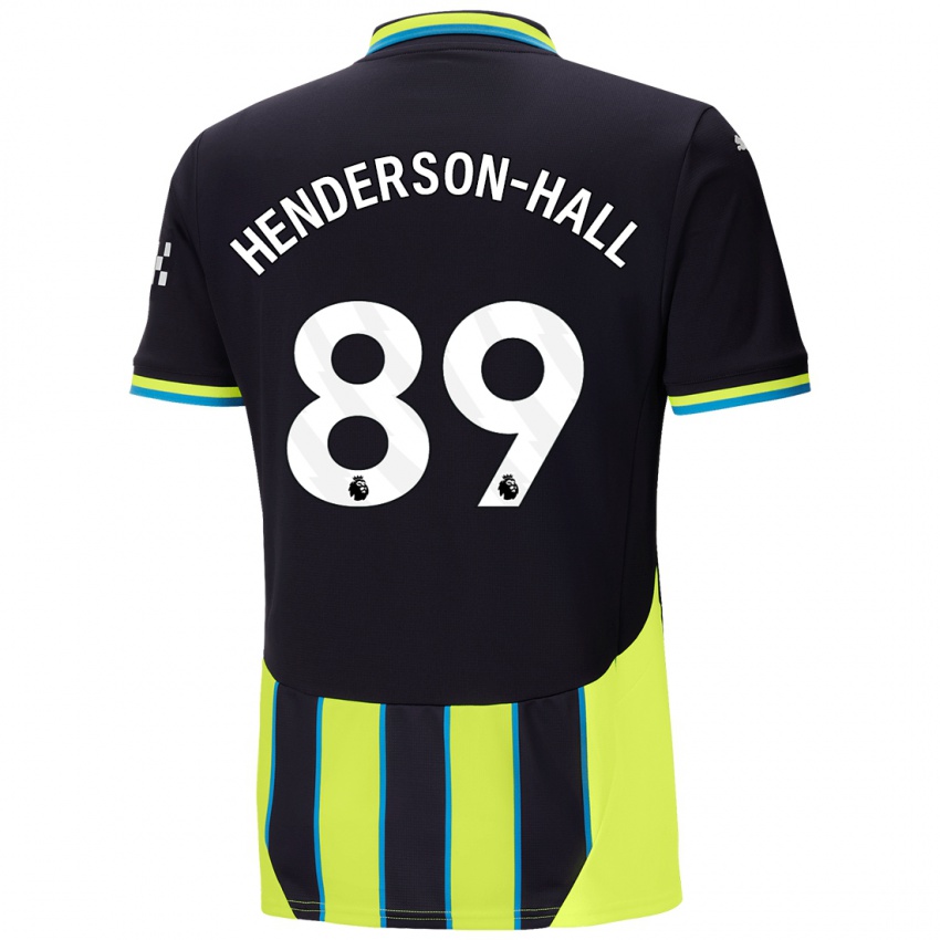 Uomo Maglia Matty Henderson-Hall #89 Blu Giallo Kit Gara Away 2024/25 Maglietta