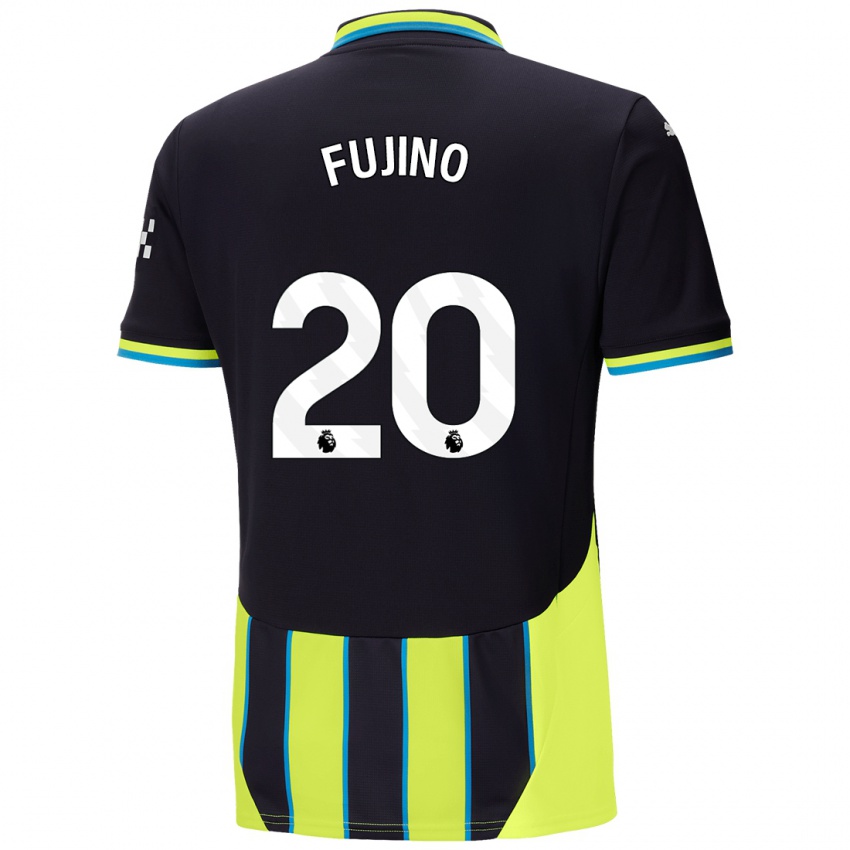 Uomo Maglia Aoba Fujino #20 Blu Giallo Kit Gara Away 2024/25 Maglietta