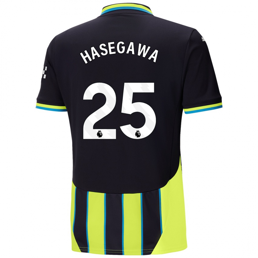 Uomo Maglia Yui Hasegawa #25 Blu Giallo Kit Gara Away 2024/25 Maglietta