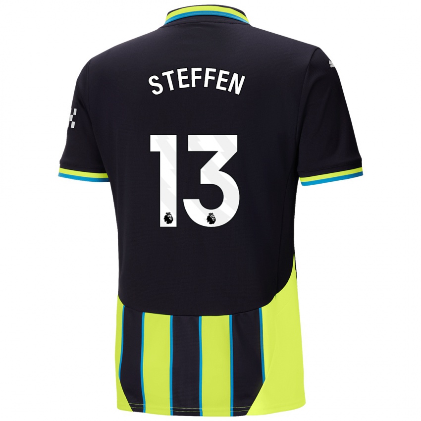 Uomo Maglia Zack Steffen #13 Blu Giallo Kit Gara Away 2024/25 Maglietta