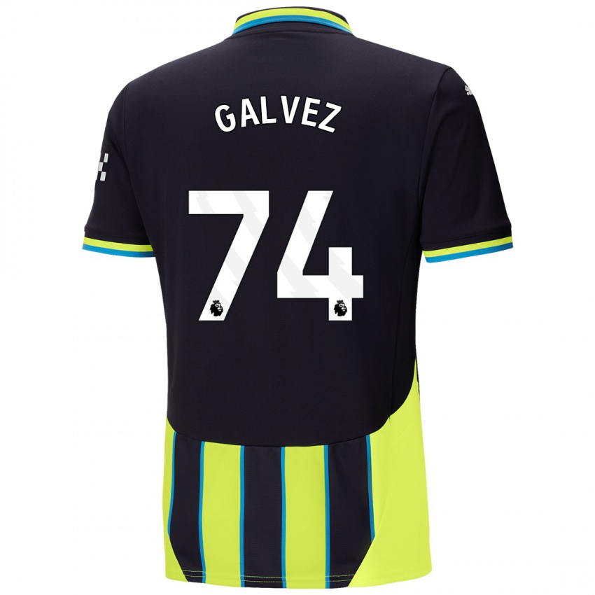 Uomo Maglia Tomas Galvez #74 Blu Giallo Kit Gara Away 2024/25 Maglietta