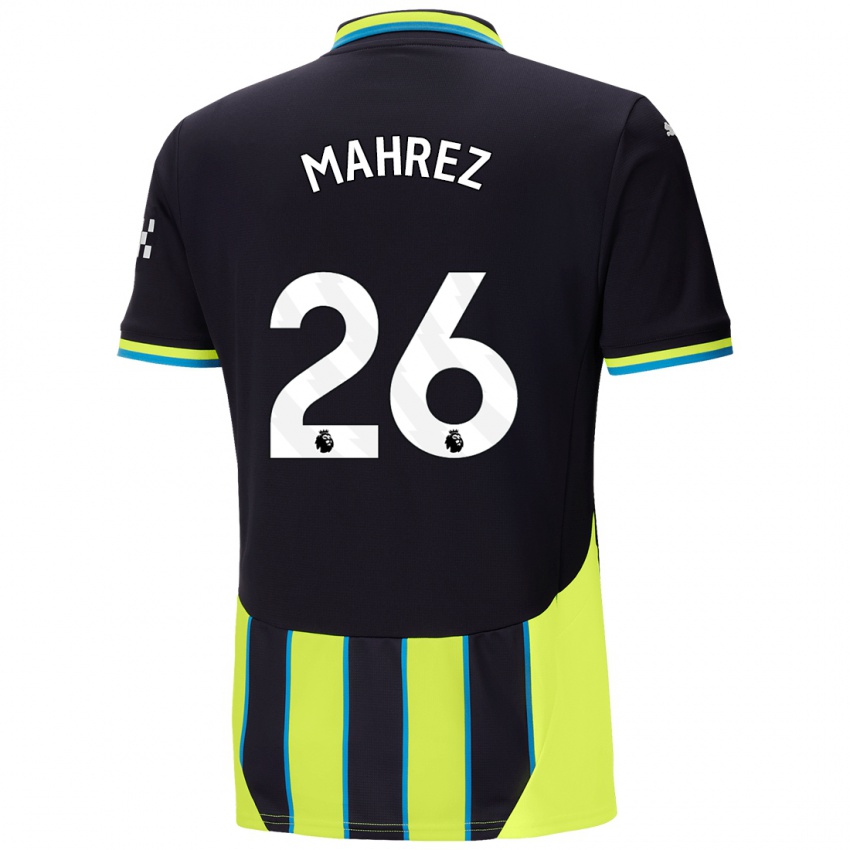 Uomo Maglia Riyad Mahrez #26 Blu Giallo Kit Gara Away 2024/25 Maglietta