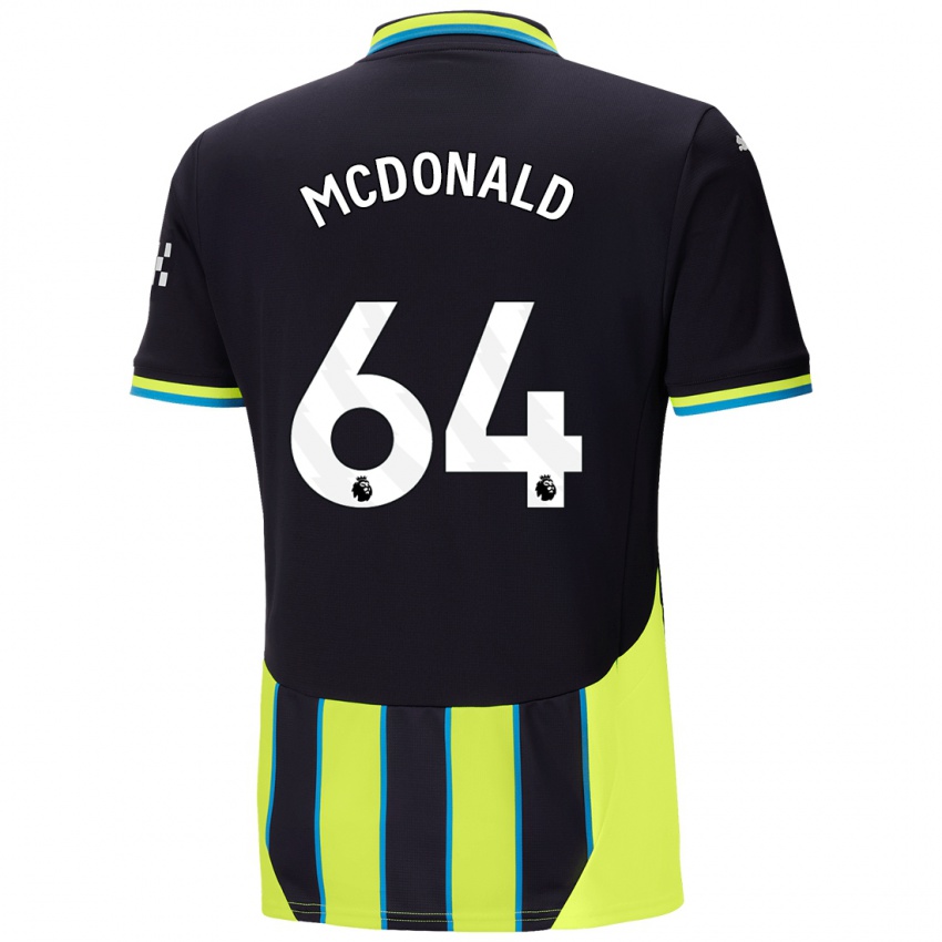 Uomo Maglia Rowan Mcdonald #64 Blu Giallo Kit Gara Away 2024/25 Maglietta