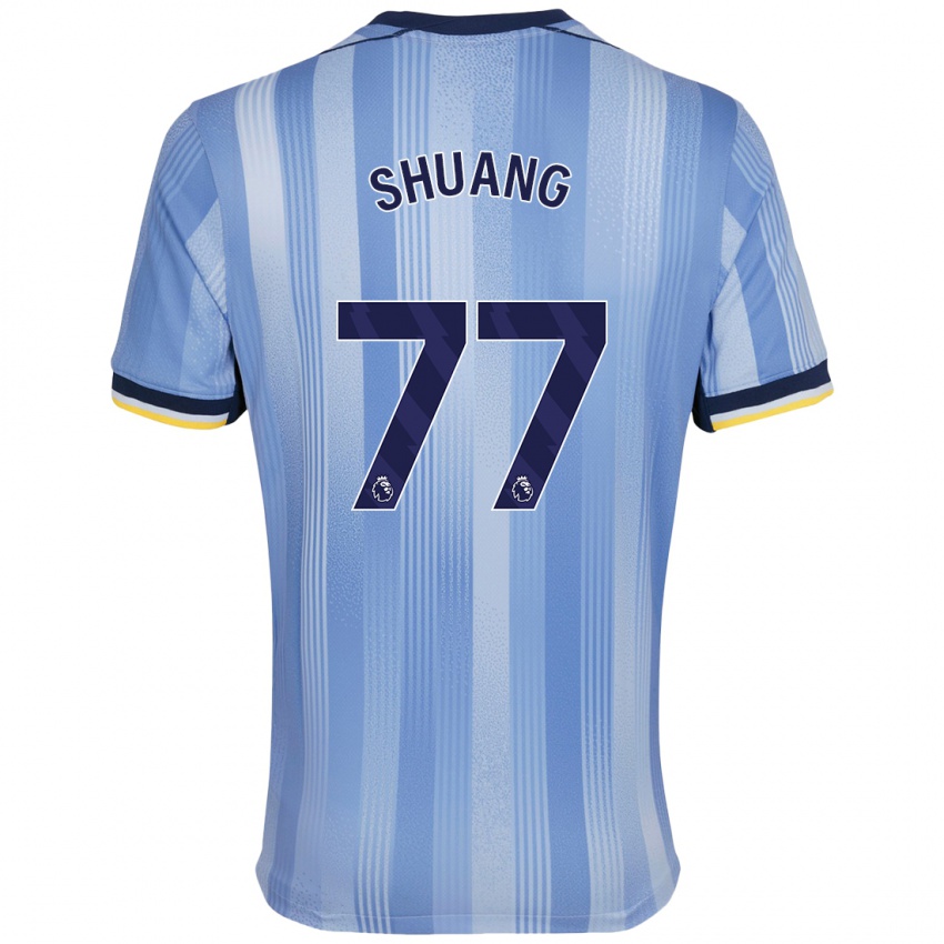 Uomo Maglia Wang Shuang #77 Azzurro Chiaro Kit Gara Away 2024/25 Maglietta