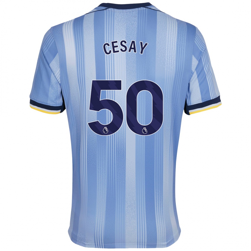 Uomo Maglia Kallum Cesay #50 Azzurro Chiaro Kit Gara Away 2024/25 Maglietta